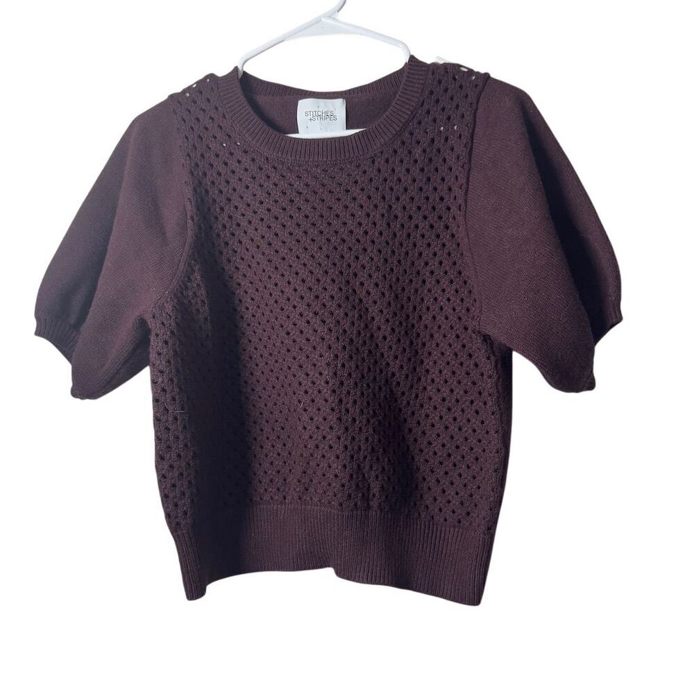 Short Sleeve Knit Sweater - Deep Plum